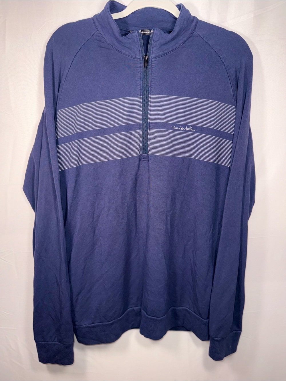 Travis Mathews Men's Blue Quarter-Zip Collared Golf Casual Pullover Size Medium
